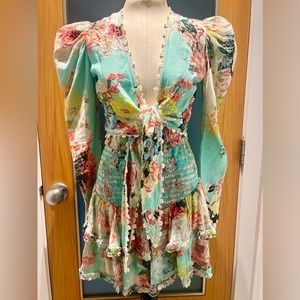 HEMANT and NANDITA Top and skirt set linen handmade embroidery size small